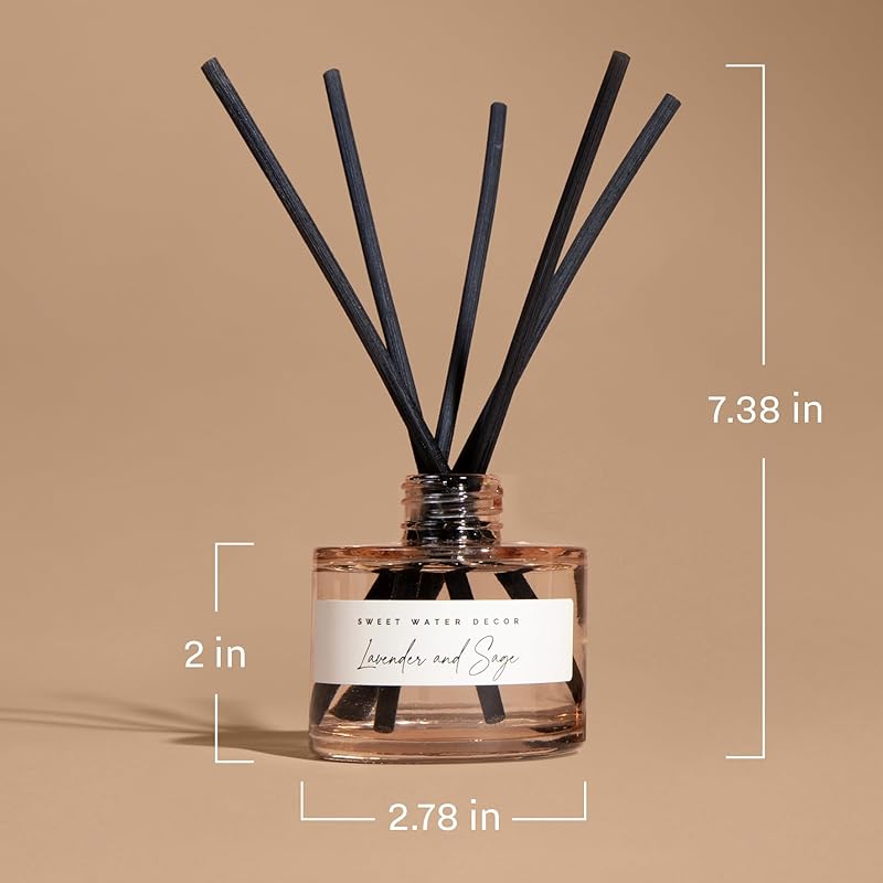 Sweet Water Decor Citrus Calm Reed Diffuser – Room Decor Aesthetic with Long-Lasting Premium Fragrance of Lemon, Orange, Eucalyptus, Parsley, Lavender, and Sage for 4 Months – Ideal for Home Decor