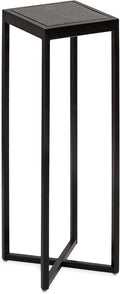 Kate and Laurel Jaspur Modern Square Drink Table, 7 x 7 x 21, Black and Black Marble, Decorative Contemporary Accent Table for Stylish Display and Storage