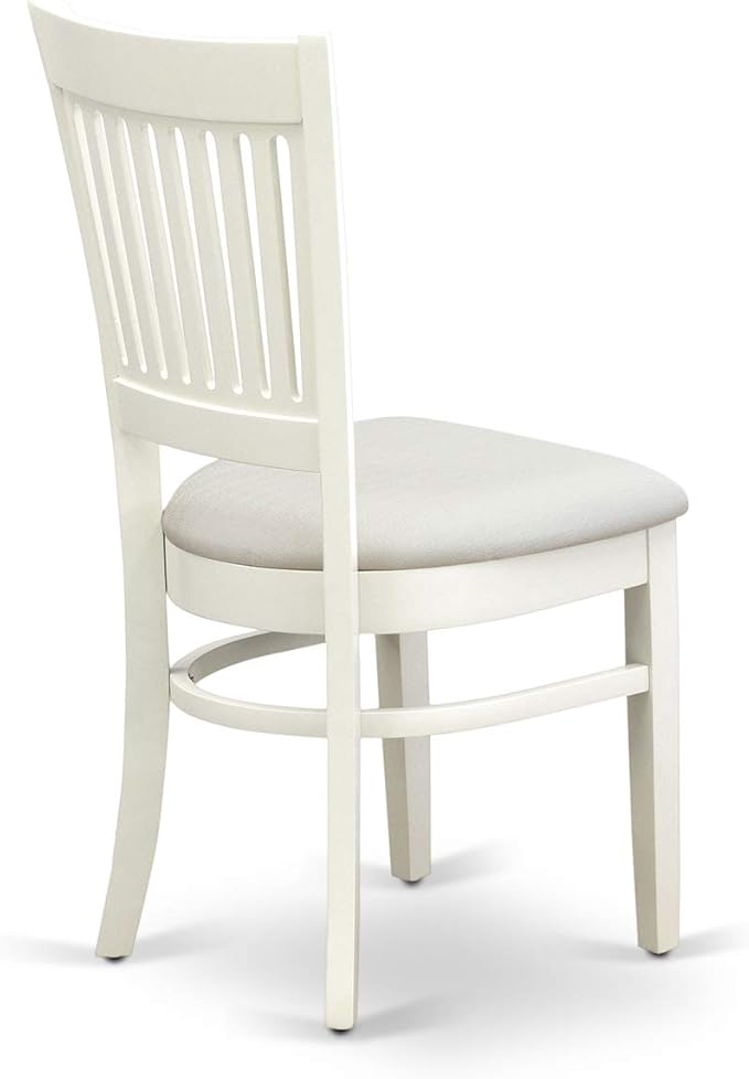 East West Furniture BOVA5-LWH-C 5 Piece Dinette Set for 4 Includes a Round Kitchen Table and 4 Linen Fabric Upholstered Dining Chairs, 42x42 Inch, Linen White