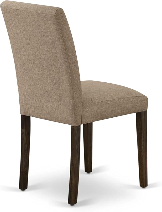East West Furniture X727AB747-9 9 Piece Dining Set Includes a Rectangle Dining Room Table with X-Legs and 8 Light Sable Linen Fabric Upholstered Parson Chairs, 40x72 Inch, Multi-Color