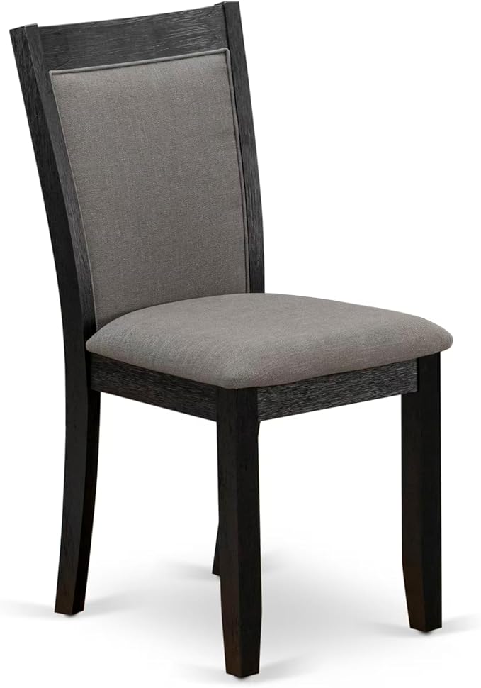 East West Furniture V697MZ650-7 7 Piece Dinette Set Consist of a Rectangle Dining Room Table with V-Legs and 6 Dark Gotham Grey Linen Fabric Upholstered Chairs, 40x72 Inch, Multi-Color