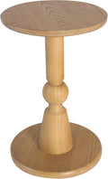 Round Side Table, 11.6 Inch Modern Accent End Table with Pedestal Base, Natural Wood (Natural)
