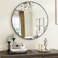 Black Round Bathroom Mirror, 20 inch Circle Wall Mounted Hanging Mirror with Simple Modern Circular Metal Frame for Hallway, Entryway, Living Room, Black Frame