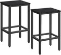Bar Stools, Set of 2 Bar Chairs with Footrest, 2-Piece Dining Stools, 25.8-Inch Height, Rectangular Industrial Bar Stools, Strong Metal Frame, for Dining Room, Kitchen, Black BAHB0101