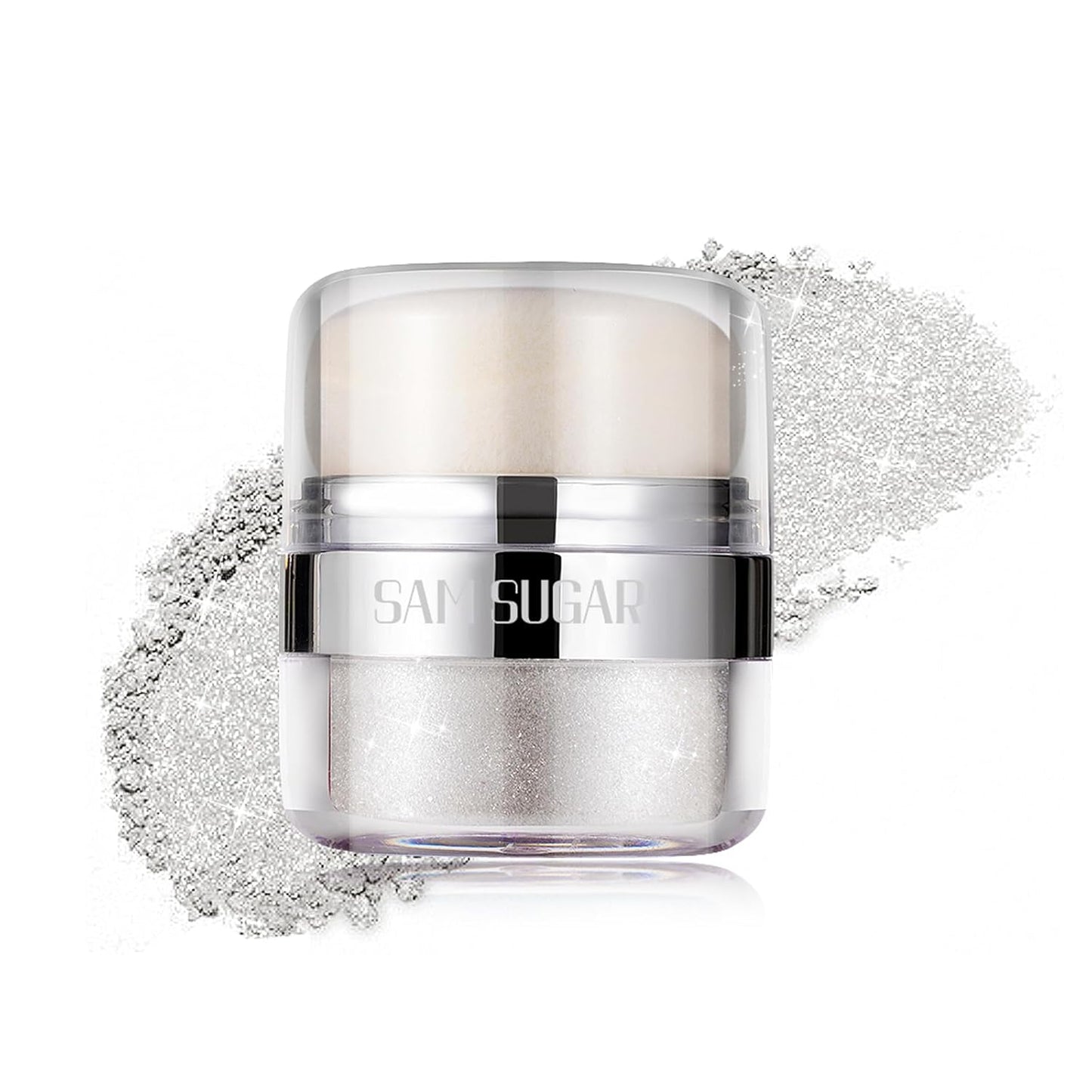 Glitter Body Highlighter Powder Body Shimmer Sparkle Face Brightening Highlighter Powder for Face Eyes Body Glow Makeup With sponge head（03#）