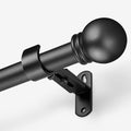 Curtain Rods for Windows 16 to 136 Inches, Curtain Rod Max Adjustable Length of 144 IN, 1" Diameter Drapery Rods Round Finials, Black, Pack of 1