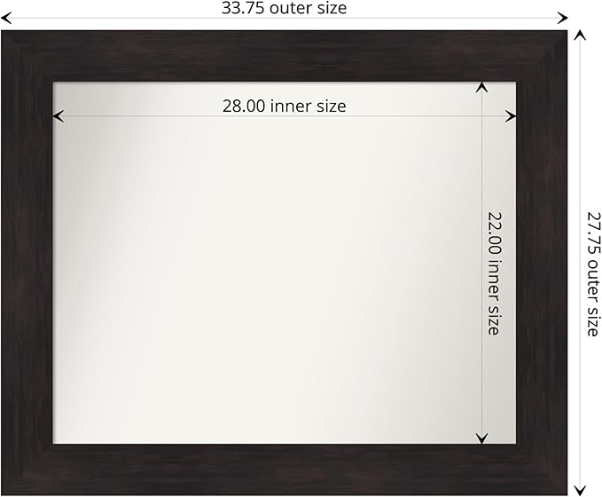 Amanti Art Silver Bathroom Mirror for Over Sink, 24x30 Florence Silver Rectangle Vanity Mirror, Large Casual Frame, Hangs Horizonally and Vertically, Bathroom Wall Decor, Non-Beveled Edge from WI, USA