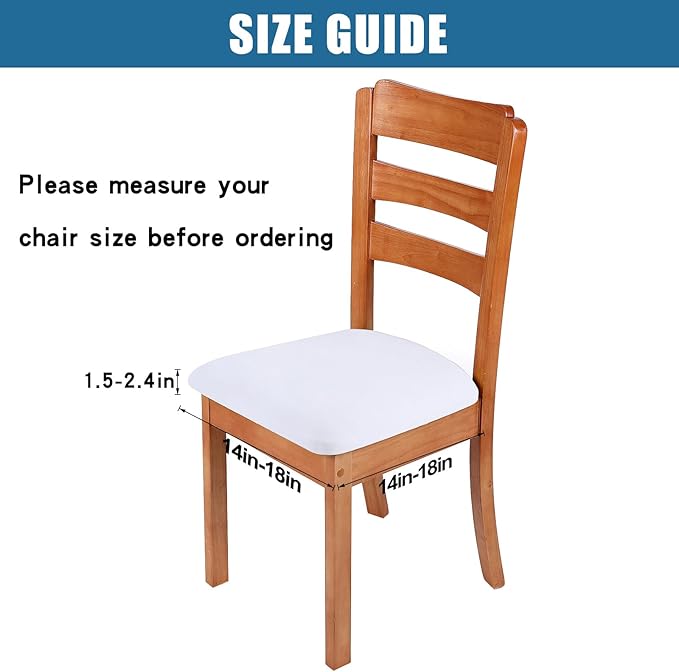 Smiry Velvet Seat Covers for Dining Room Chair Set of 6, Stretch Fit Removable Washable Chair Seat Cushion Protector Slipcovers with Ties, White