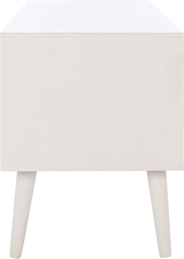 SAFAVIEH Sorrel TV Stand for up to 55" Flatscreen – Distressed White, 2 Doors with Interior Storage, 2 Open Shelves, Entertainment Media Console (MED5701A)