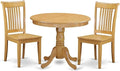 East West Furniture ANPO3-OAK-W 3 Piece Dinette Set for Small Spaces Contains a Round Kitchen Table with Pedestal and 2 Dining Room Chairs, 36x36 Inch, Oak