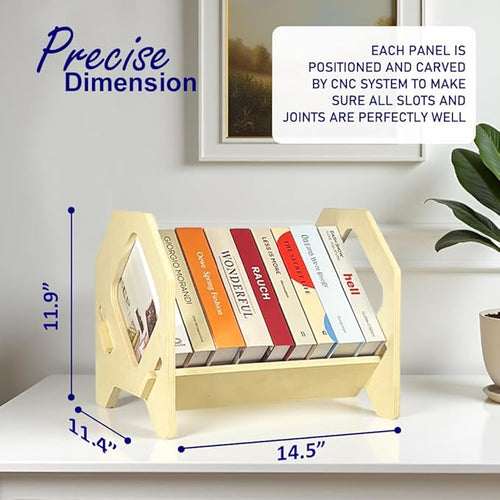 2 Pack Desktop Bookshelf, Stackable Book Organizer with Handle, Storage Rack for CD/Magazine/File Folder, Portable Small Bookshelf for Study, Living Room, Kid's Room, No Nails, Medium Size