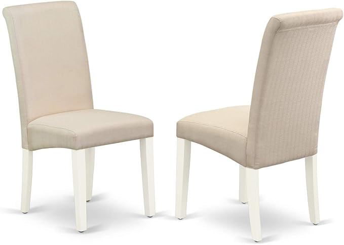 East West Furniture LGBA5-LWH-01 5 Piece Dinette Set Includes a Rectangle Dining Table with Butterfly Leaf and 4 Cream Linen Fabric Parson Dining Room Chairs, 42x84 Inch, Linen White