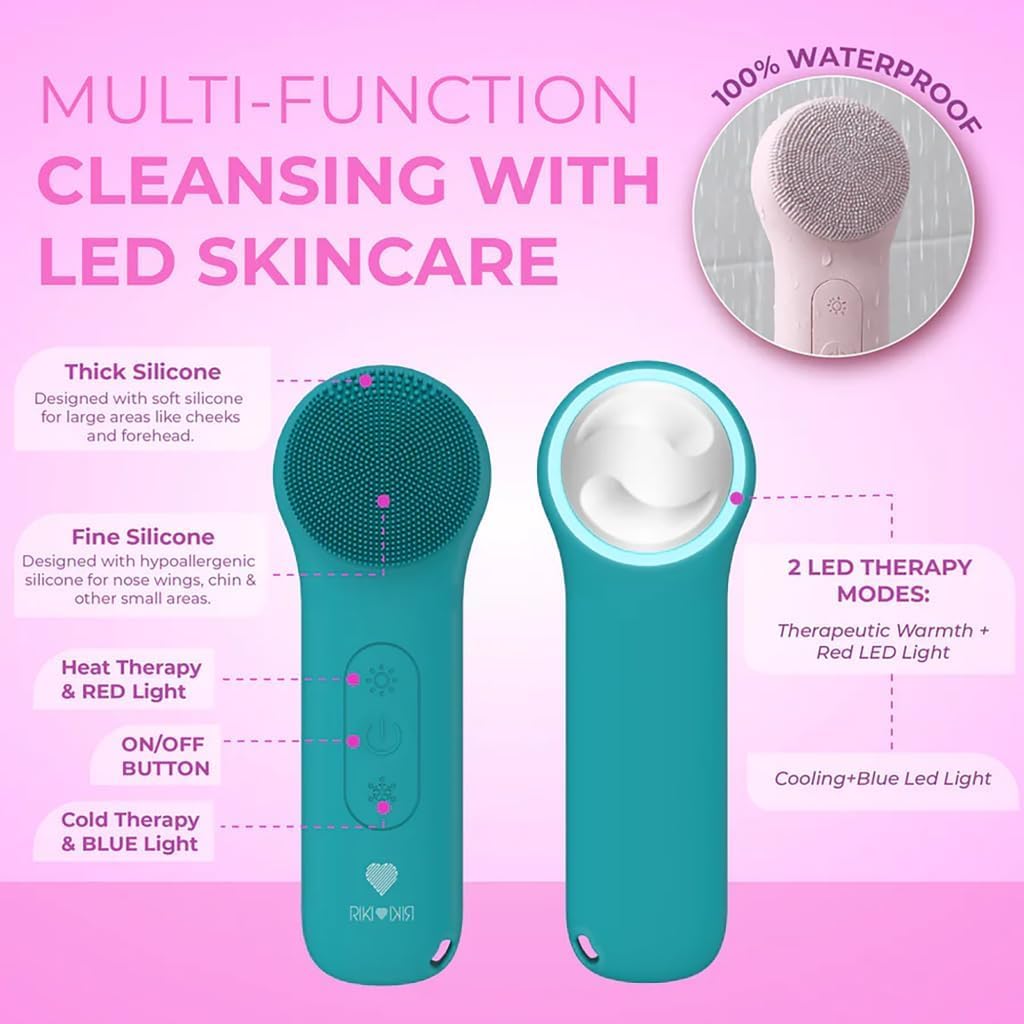 Electric Silicone Face Scrubber - 2-in-1 Facial Rotating Vibrating Exfoliating Brush - Waterproof & Portable, Rechargeable, for Cleaning, Exfoliation, Massage, Suitable for Men & Women (White)