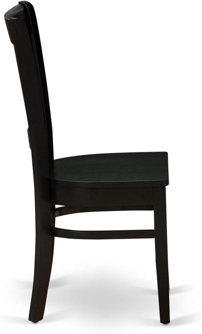 East West Furniture ANVA5-BLK-W 5 Piece Modern Dining Table Set Includes a Round Kitchen Table with Pedestal and 4 Dining Room Chairs, 36x36 Inch, Black