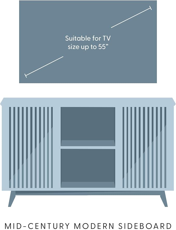 Plank+Beam Mid-Century Modern Wood TV Stand, Solid Wood Entertainment Console with Storage, 49" L x 16" W x 30" H, Walnut