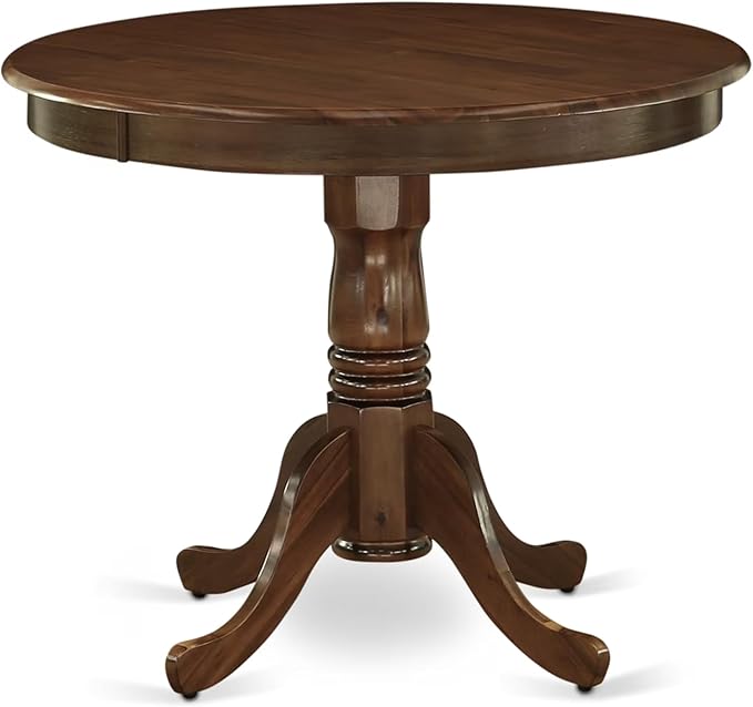 East West Furniture ANAS5-AWA-08 5 Piece Mid Century Dining Table Set Consists A Kitchen Table and 4 Mist Beige Polyester Fabric Dining Chairs, Antique Walnut