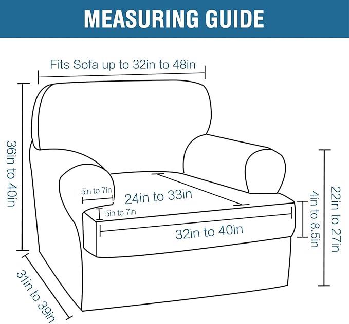 H.VERSAILTEX Sofa Cover 2 Piece T Cushion Armchair Slipcovers Thick Velvet Couch Cover Stretch T Cushion Sofa Covers for 1 Cushion Couch with 1 Individual T Cushion Covers, Bronze Brown