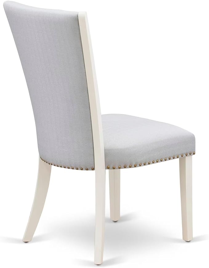 East West Furniture V077VE005-5 5 Piece Dining Table Set for 4 Includes a Rectangle Kitchen Table with V-Legs and 4 Grey Linen Fabric Parsons Dining Chairs, 40x72 Inch, Multi-Color