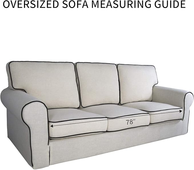 PureFit Reversible Sofa Couch Cover Water Resistant Couch Covers for 3 Cushion, Washable Furniture Cover with Non-Slip Foam and Adjustable Strap for Dogs, Pets (Oversized Sofa, Camel/Ivory)