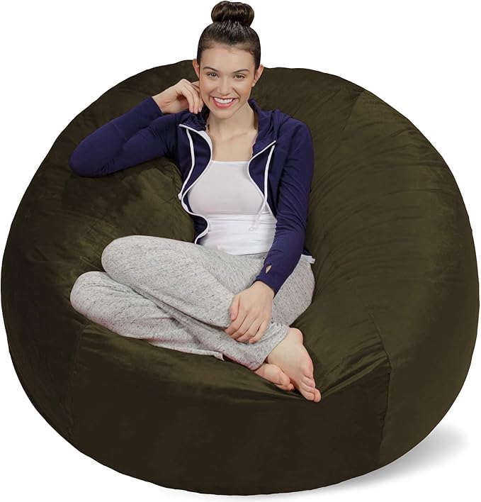 Sofa Sack Bean Bag Chair - Plush, Ultra Soft - Memory Foam Bean Bag Chair with Microsuede Cover - Stuffed Foam Filled Furniture and Accessories for Dorm Room 5 Feet - Olive