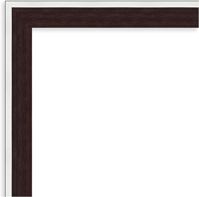 Amanti Art Bathroom Mirror for Over Sink, 30x41 Maya Espresso Silver Rectangle Vanity Mirror, X-Large Modern Contemporary Frame, Hangs Horizonally and Vertically, Bathroom Wall Decor, Non-Beveled Edge