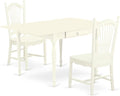 East West Furniture MZDO3-LWH-W 3 Piece Dining Set Contains a Rectangle Dining Room Table with Dropleaf and 2 Wood Seat Chairs, 36x54 Inch, Linen White