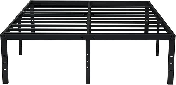EMODA 18 Inch California King Bed Frames Heavy Duty Tall Metal Cal King Platform with Large Storage Space, No Box Spring Needed, Noise Free, Black