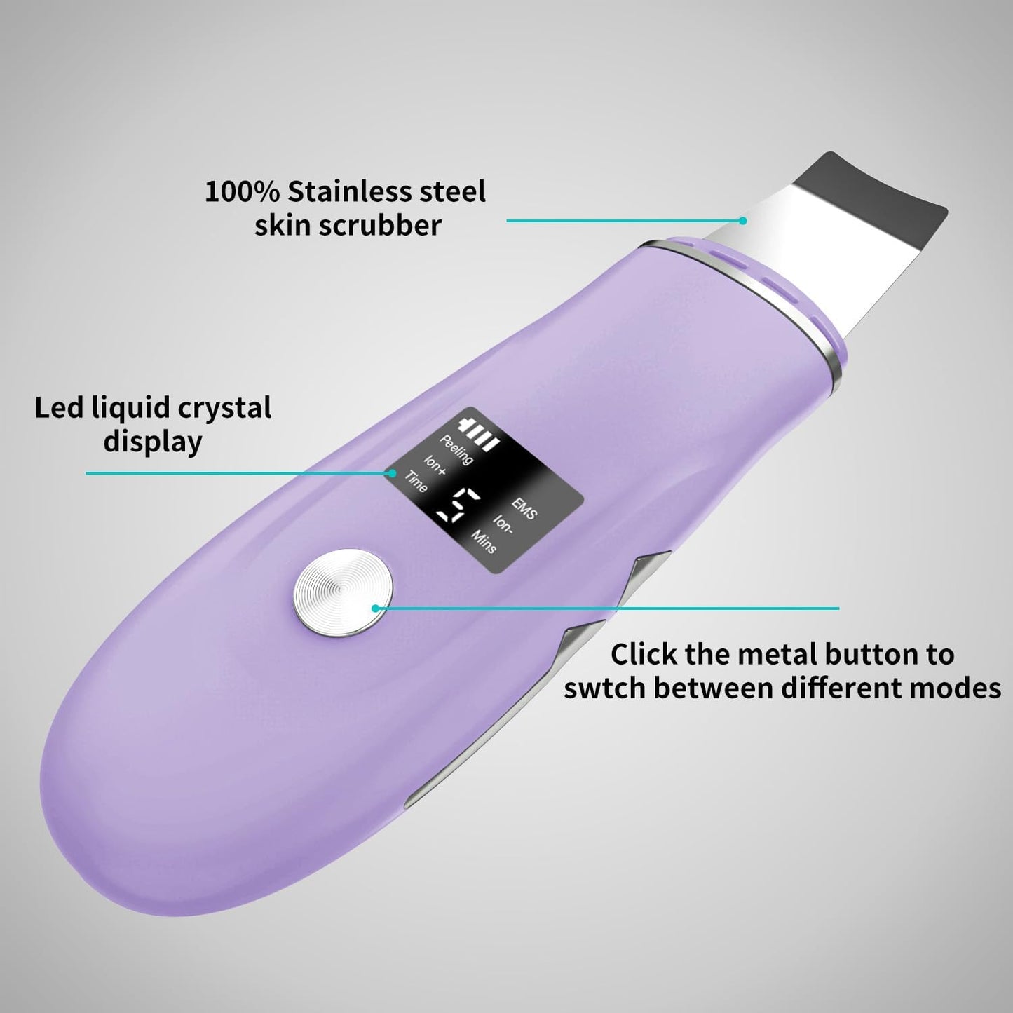 Skin Scrubber Facial Spatula - 4-in-1 Deep Cleansing Tool for Pore Extraction, Fast Charging Dock Blackhead Remover Face Spatula for Facial Skincare Women Gift (Purple)