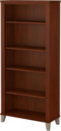 Bush Furniture WC81765 Bookcase, Bookshelf, Large Book Living Room, Home Office, or Entryway, Tall 5 Shelf, Hansen Cherry