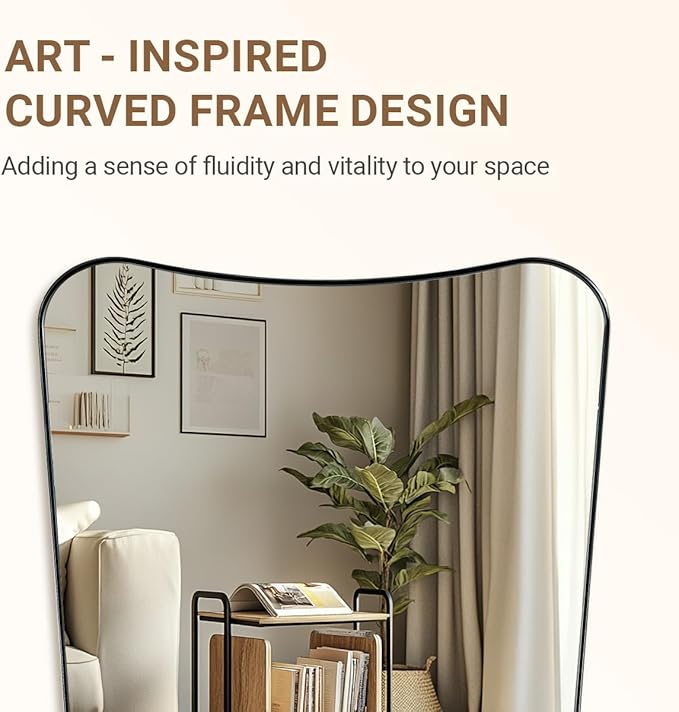 ANDY STAR 26x38 Inch Bathroom Mirror, Brushed Nickel Asymmetrical Mirror, Large Decorative Mirror, Modern Bathroom Mirror with Sophisticated Design, Wall Mount Vertically Only