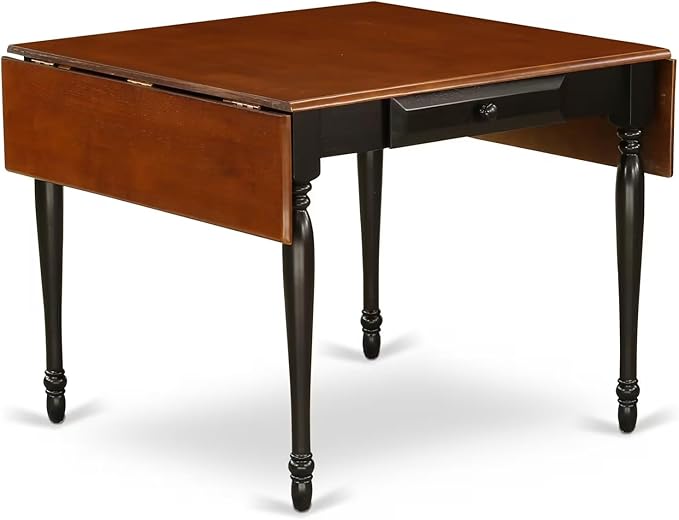 East West Furniture MZDA5-BCH-W 5 Piece Dining Room Furniture Set Includes a Rectangle Kitchen Table with Dropleaf and 4 Dining Chairs, 36x54 Inch, Black & Cherry