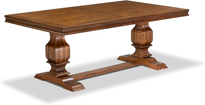 LKMA9-AWA-36 9 Pieces Dining Table Set Includes a Rectangular Dining Table and 8 Light Beige Polyester Fabric Dining Room Chairs, Antique Walnut Finish