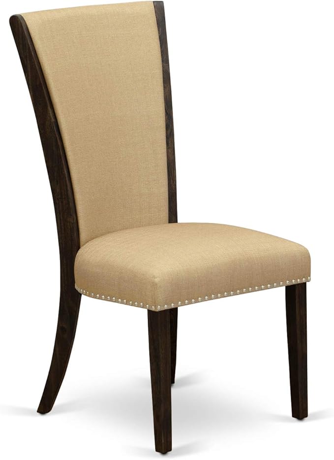 East West Furniture X727VE703-5 5 Piece Dinette Set for 4 Includes a Rectangle Dining Room Table with X-Legs and 4 Brown Linen Fabric Upholstered Parson Chairs, 40x72 Inch, Multi-Color