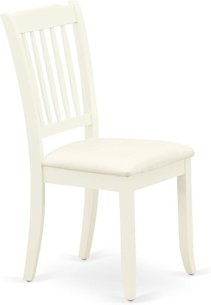 East West Furniture HBDA5-LWH-C 5 Piece Kitchen Table & Chairs Set Includes a Round Dining Room Table with Pedestal and 4 Linen Fabric Upholstered Chairs, 42x42 Inch, Linen White