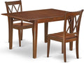 East West Furniture MLCL3-MAH-W 3 Piece Dining Table Set for Small Spaces Contains a Rectangle Dining Room Table with Butterfly Leaf and 2 Wooden Seat Chairs, 36x54 Inch, Mahogany