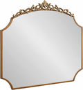 Kate and Laurel Arendahl Ornate Traditional Arched Scallop Mirror; 24 x 36; Antique Gold; Decorative Baroque Style Scalloped Arch Vintage Gold Mirror with Ornamental Crown
