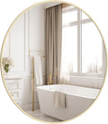 HOMECOOKIN Round Wall Mirror 28" Gold Circle Mirror for Bathroom with Metal Framed, Round Gold Mirror for Wall Decor, Vanity, Entryway Living Room