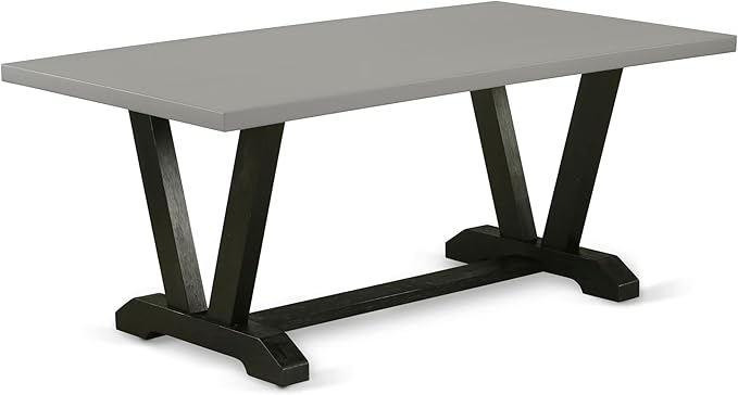 East West Furniture V697MZ650-5 5 Piece Dining Set Includes a Rectangle Dining Room Table with V-Legs and 4 Dark Gotham Grey Linen Fabric Upholstered Chairs, 40x72 Inch, Multi-Color