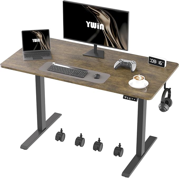 Ywin Electric Height Adjustable Standing Desk, 55 x 24 inches, Ergonomic Stand Up Desk for Home Office