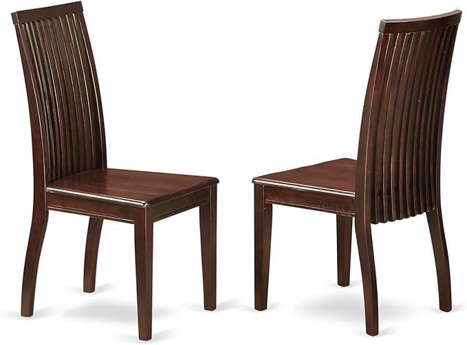East West Furniture DLIP5-MAH-W 5 Piece Dining Room Furniture Set Includes a Round Kitchen Table with Dropleaf and 4 Dining Chairs, 42x42 Inch, Mahogany