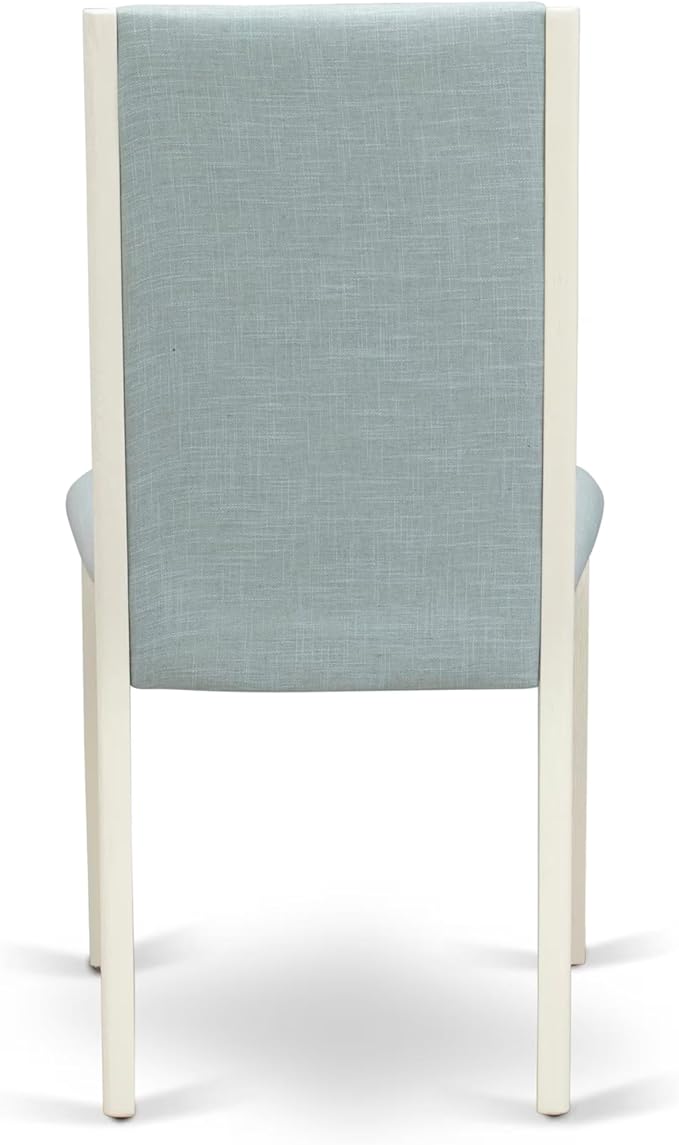 East West Furniture V027LA015-7 7 Piece Dining Table Set Consist of a Rectangle Dining Room Table with V-Legs and 6 Baby Blue Linen Fabric Parsons Chairs, 40x72 Inch, Multi-Color