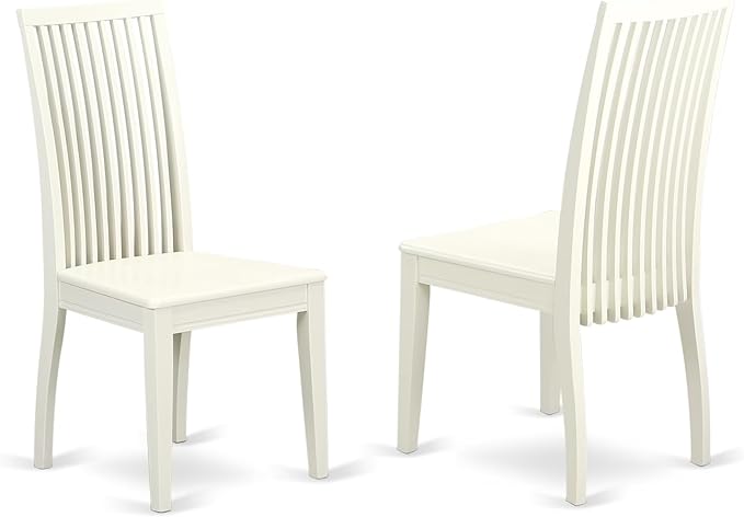 East West Furniture HBIP3-LWH-W 3 Piece Modern Dining Table Set Contains a Round Wooden Table with Pedestal and 2 Dining Chairs, 42x42 Inch, Linen White