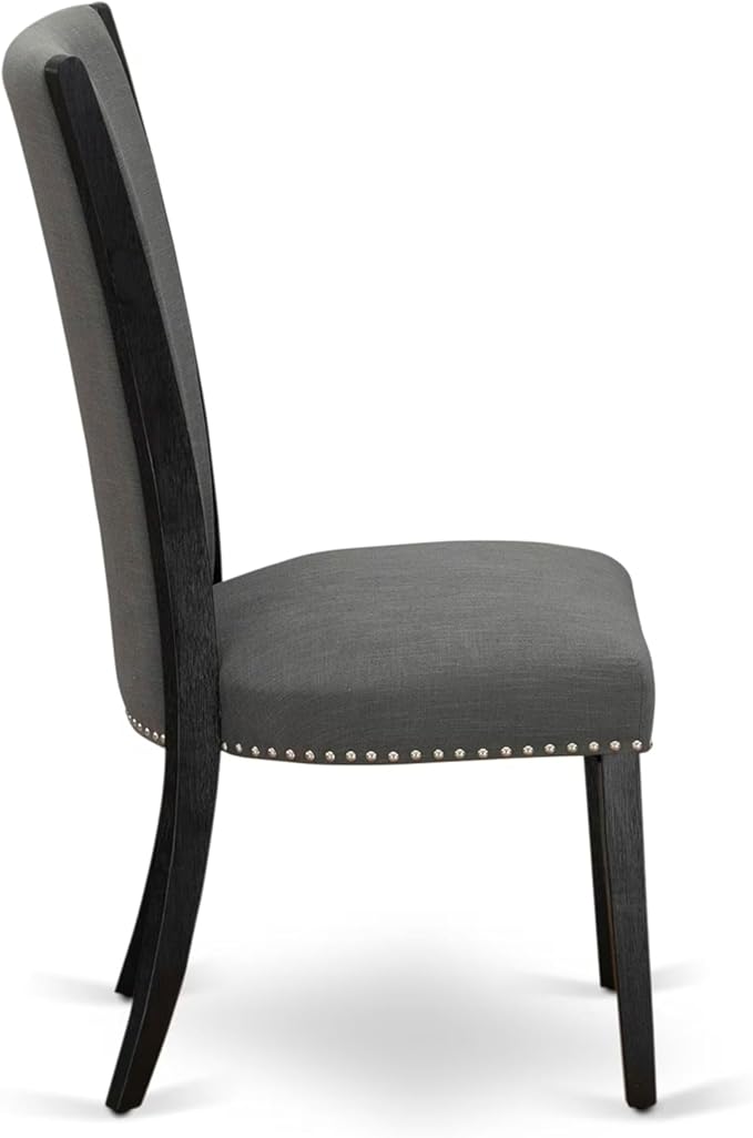 East West Furniture V626VE650-5 5 Piece Dining Set Includes a Rectangle Dining Room Table with V-Legs and 4 Dark Gotham Linen Fabric Parson Chairs, 36x60 Inch, Multi-Color