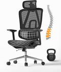 Ergonomic Office Chair with 3D Lumbar Support/Headrest/Armrest/, Mesh Executive Office Chair with Seat Depth & Height Adjustment, Big and Tall Desk Chair with 3-Gear Lock Recline for Long Hours