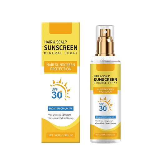 Hair and Scalp Sunscreen Spray SPF 30, Prevents Hair Fading Dryness & Scalp Sunburn for All Skin Type and UV Defense.(1 Pcs)