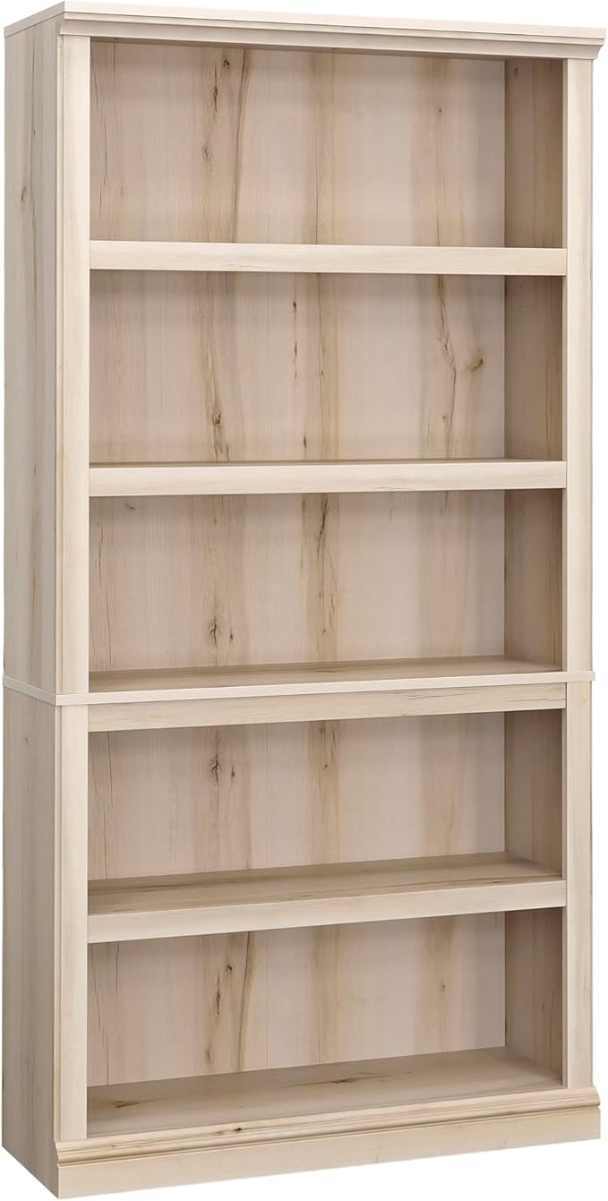 Sauder 5 Tier Book Shelf Wooden Bookcase Multipurpose Bookshelf for Home Office, Living Room, in Pacific Maple