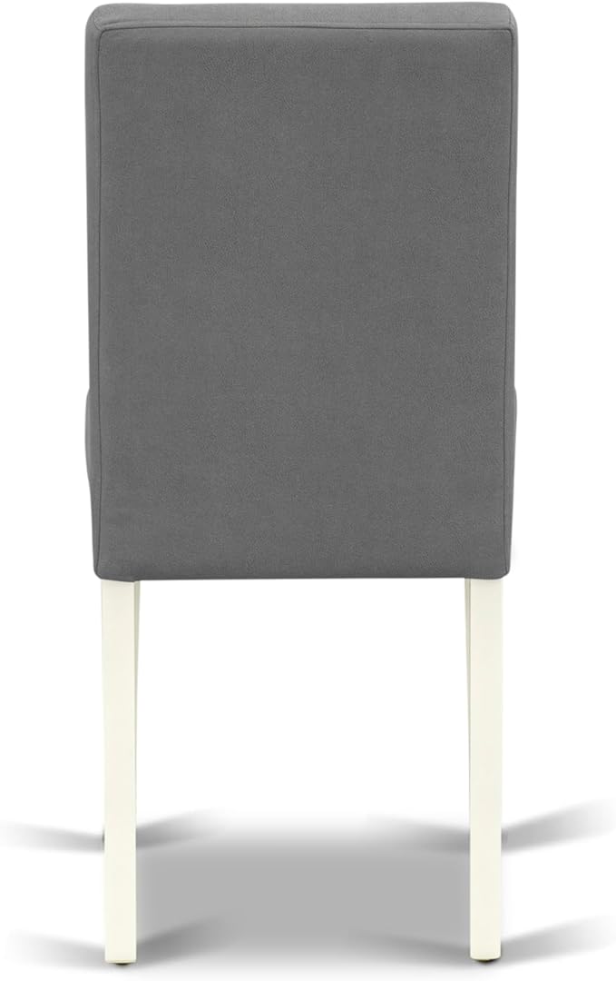 East West Furniture DOAS7-LWH-41 7 Piece Modern Dining Table Set Includes A Wood Table and 6 Platinum Gray Polyester Fabric Padded Chairs with Stylish Back- Linen White Finish