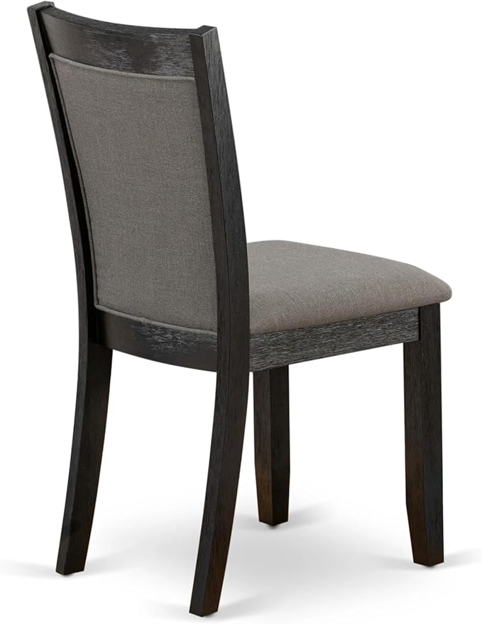 X12MZ-0C6-50 - 14-Pc Dining Room Table Set a Rectangular Table with a coffee table and 12 Dark Gotham Grey Linen Fabric Dining Chair, 39x120 Inch, Wire Brushed Black
