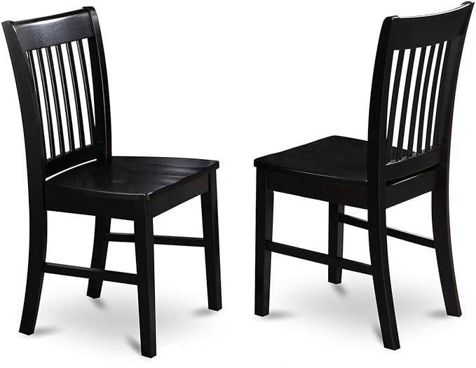 East West Furniture SHNO3-BLK-W 3 Piece Dining Room Furniture Set Contains a Round Dining Table with Pedestal and 2 Wood Seat Chairs, 42x42 Inch, Black