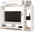 IBUYKE Desktop Bookshelf,36.8" Desktop Organizer Shelf,Wood Desk Hutch for Computer Monitor,Display Shelf for Office Home Dormitory,White TMZ008W